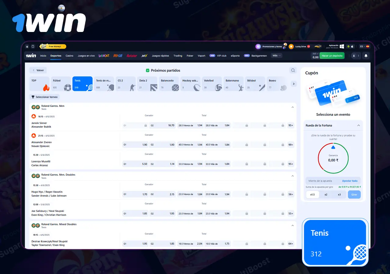 Apuestas de Tenis 1win