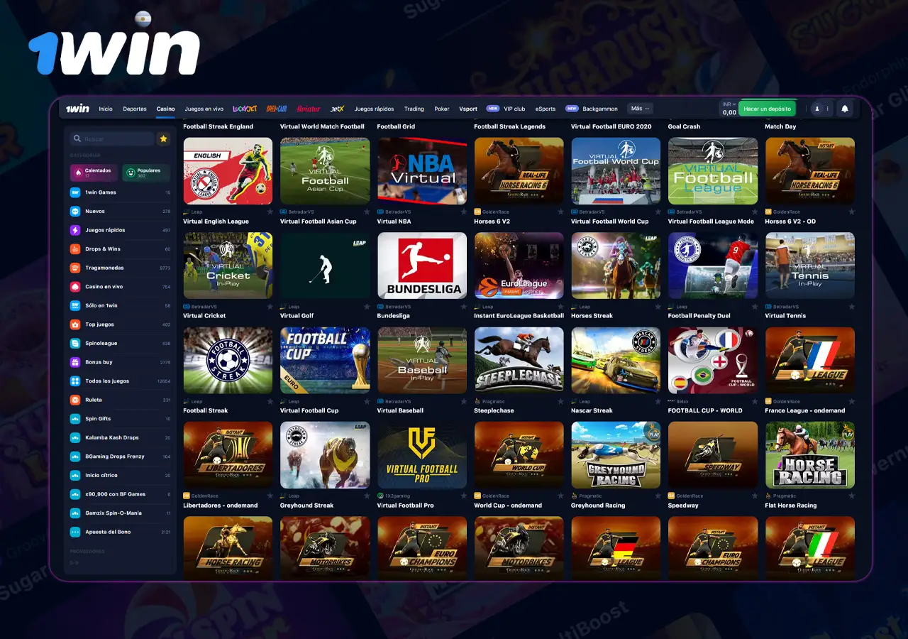 Deportes Virtuales representan una innovadora categoría de apuestas en 1Win Argentina