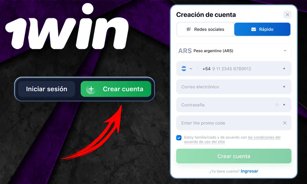 Cómo crear tu cuenta 1win en Argentina