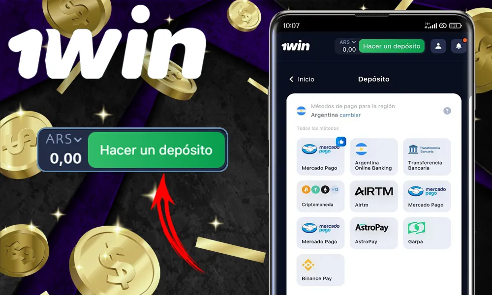 Depósitos en la aplicación 1win Argentina